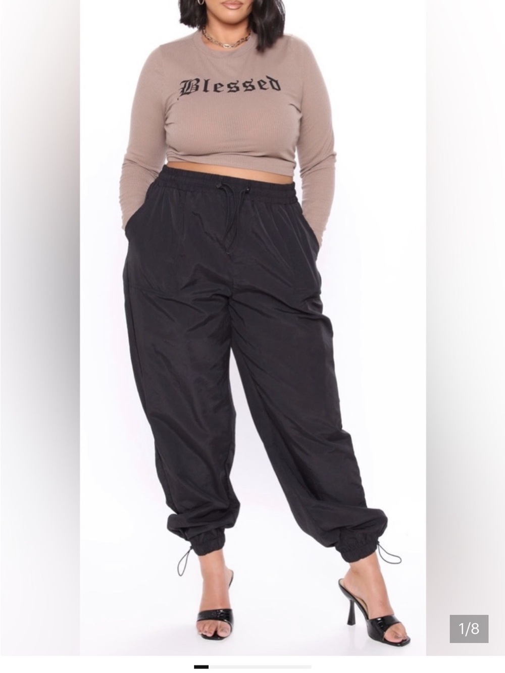 Fashion Nova Black Drawstring Track Joggers
